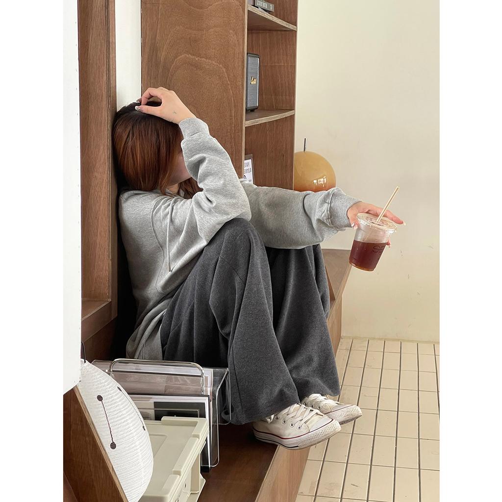 Women's Velvet Hooded Sweatshirt with Autumn and Winter New Loose Letter Printing Korean Student Long-sleeved Top