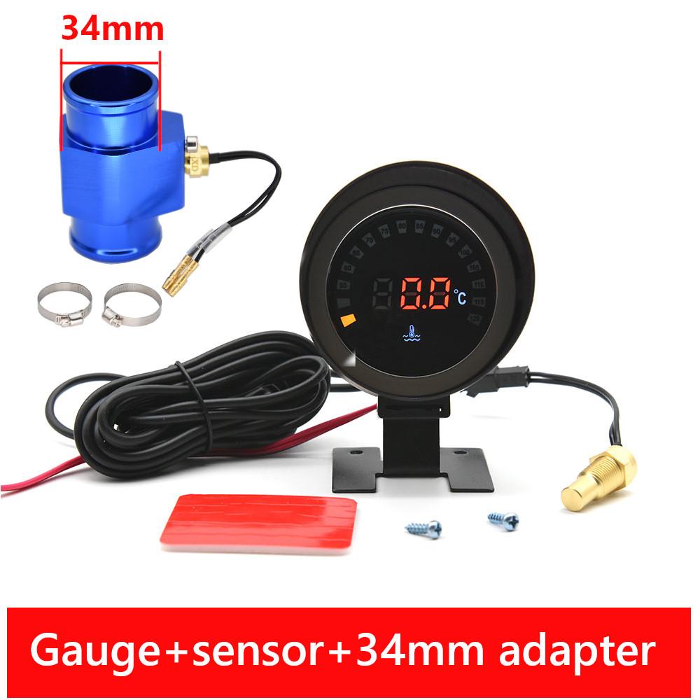 12V/24V LCD Digitaler Wassertemperaturmesser + 10mm Temperatursensor + Adapter-Verbindungsrohr-Sensor Für Auto-Messinstrument-Modifikation Celsius