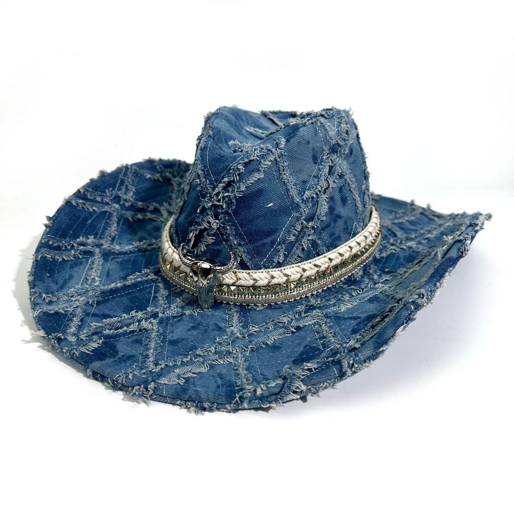 New Western Denim Hat Spring and Autumn Sunshade Sunscreen Bucket Hat Men's and Women's Versatile Basin Hat Tide
