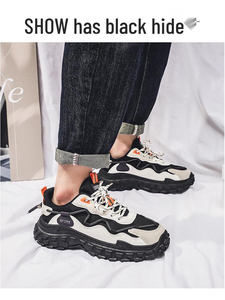 2025 Spring Korean Style Men's Breathable Mesh Sneakers, Versatile Thick Sole Non-Slip Running Shoes