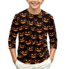 Children's Halloween Print Round Neck Three-Quarter Sleeve Top for Casual Everyday Wear