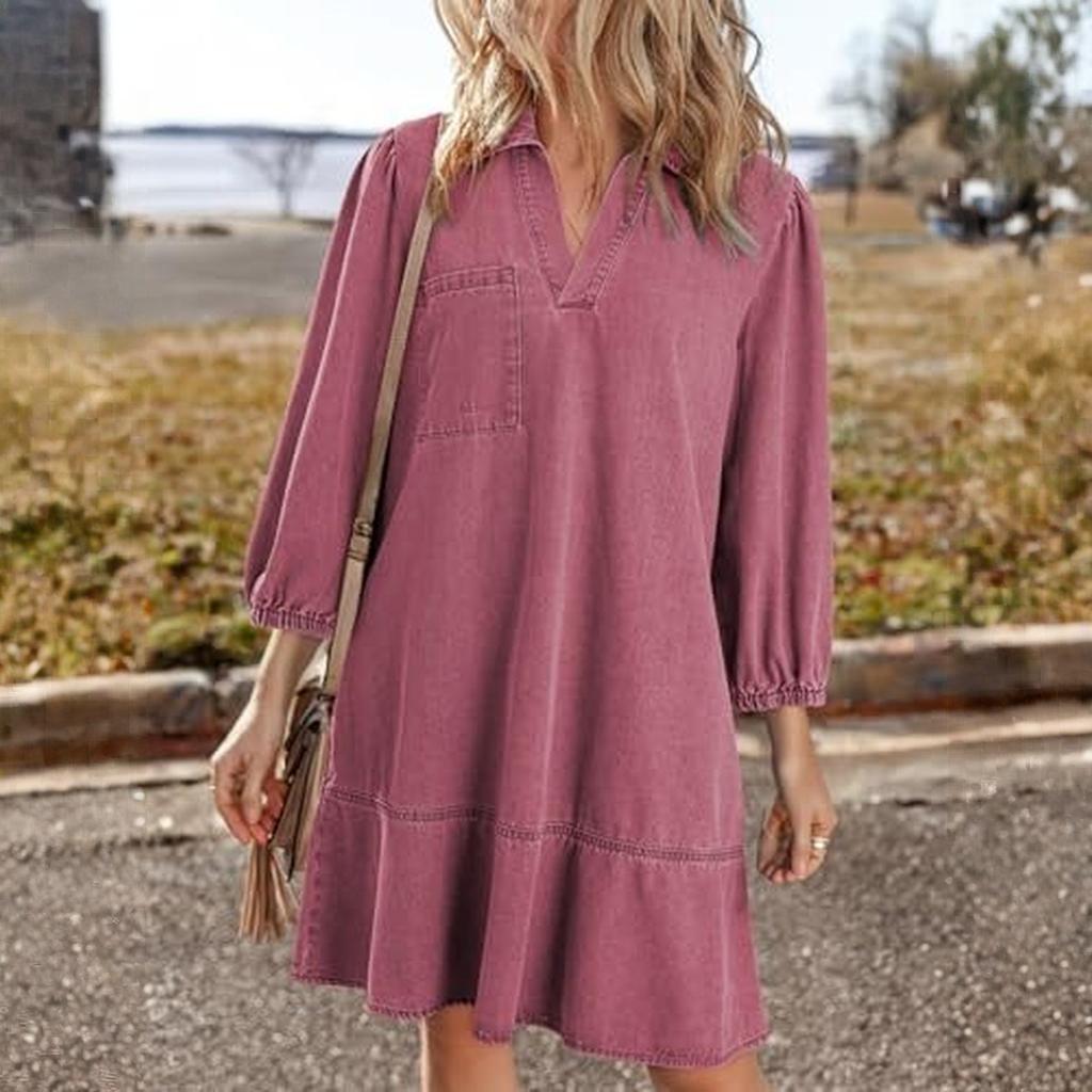 Women's Fashionable Loose V-neck Dress