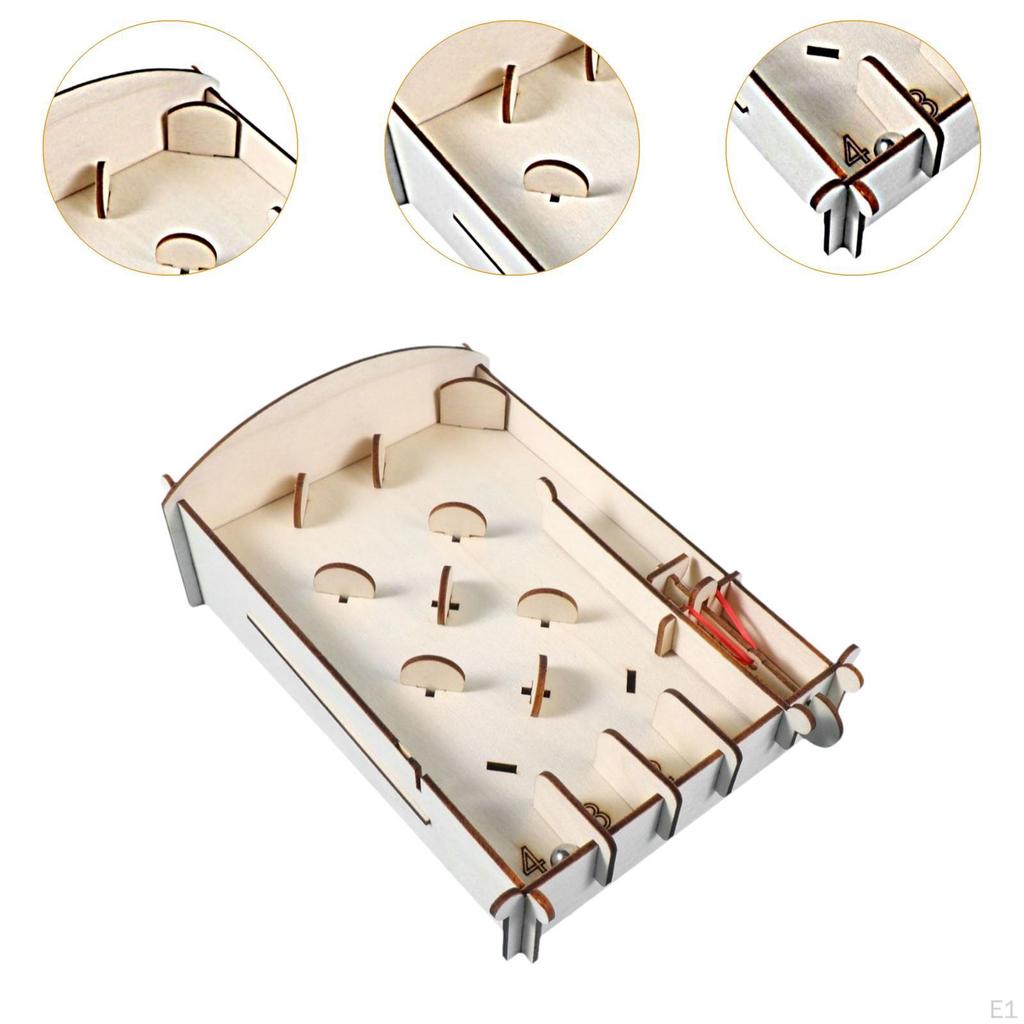 Miniature Pinball Machine Innovative Brain Teaser Handmade Assembly Christmas Kids Adults Model