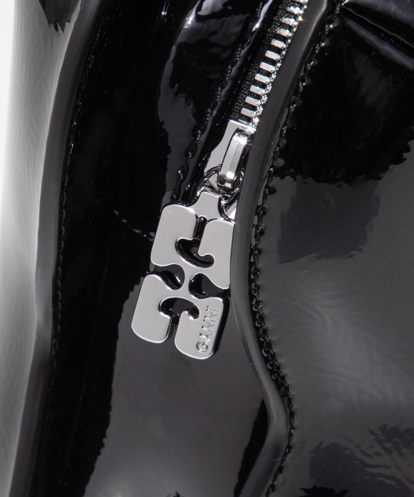 Ganni Butterfly Top Handle with Strap Patent Shoulder A6288 Black Women's Bag, 099,