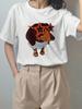 2026 Frühjahr/Sommer Cartoon Dackel Print Lockeres Reines Baumwoll-T-Shirt