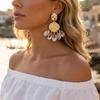 Bohemian Shell Tassel Dangle Earrings For Women Ethnic Style Baroque Imitation Pearl Long Earring Beach Party Versatile Jewelry