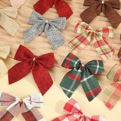 25pcs Christmas Bows Christmas Ornaments Gold Red Bows Christmas Tree Ornaments New Year Decorations Mini Bows Gift Bows