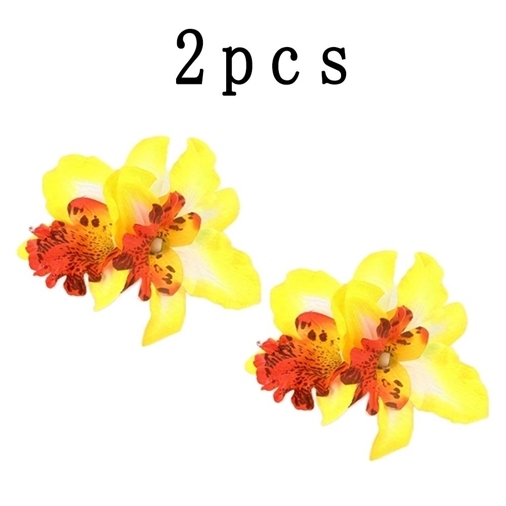 2Pcs Hawaii Orchid Flowers Hair Clips,Bohemia Style Flowers Hairpins , Photo Beach Travel Side Clip,Wedding Bridal Accessories