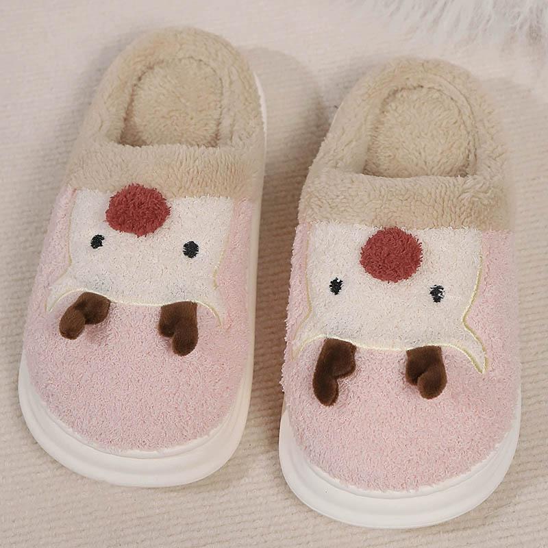 Fashion Cute Cartoon Animal Plush Slippers Women Indoor Non Slip Pvc Platform Flurry Slippers Woman Light Bedroom Cotton Slides Female