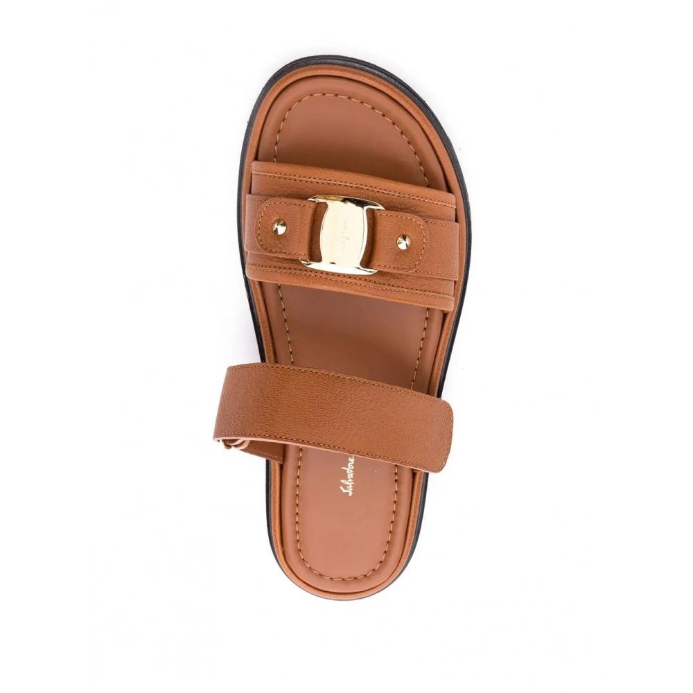 Salvatore Ferragamo Ferragamo Vara Touch Strap Sandals Beige Brown