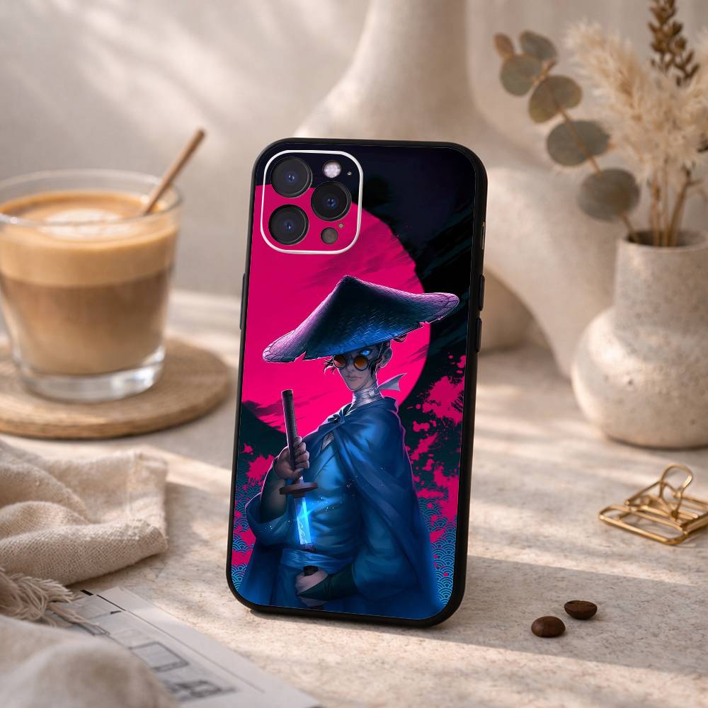 Cartoon Blue E-Eye S-Samurai Phone Case For iPhone17,16,15,14,13,12,Plus,Pro Max, 5G Others Soft Black Cover iPhone17air