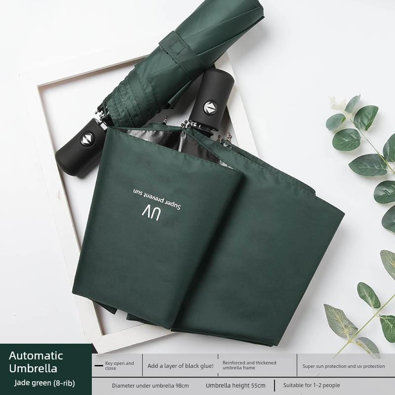 Automatic Umbrella Ins Style Men's and Women's Dual-Use Black Glue Sun Umbrella Sun Protection UV Protection Folding Sun Umbrella