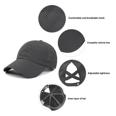 Sommer Einfarbig Baseball Caps Golf Tragen Frauen Sport Freizeit Kreuz Pferdeschwanz Hut Mesh Schnell Trocknend Halb-Hohl Mädchen der Schirmmütze
