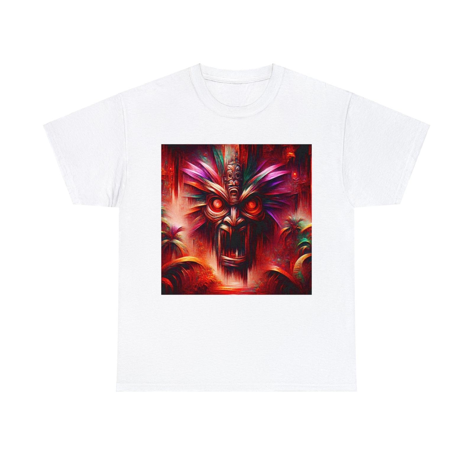 

Unisex Adult T Shirt Eerie Tiki Mask Tropical Horror Summer Streetwear Hawaii S разноцветный