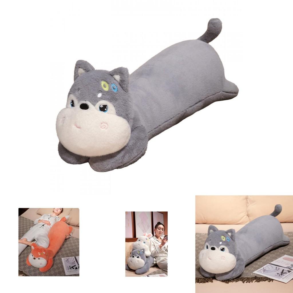 Adorable Cartoon Animal Long Hugging Pillow Husky Cat Bunny Fox Plush Toy For Sleeping