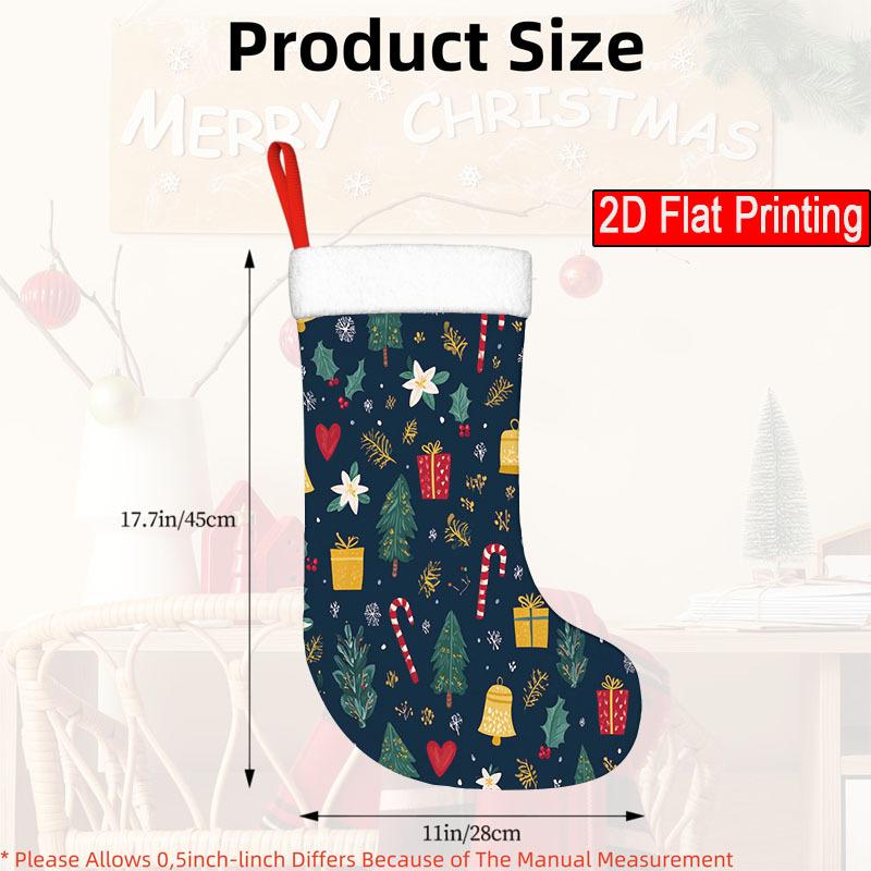 Christmas decoration fireplace hanging stocking 1pc Flat Pattern FEA Christmas Stocking & Santa Ornament - Traditional H
