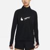 Nike Dri-Fit Double Swoosh Half-Zip Quick-Dry Reflective Long-Sleeve Sports Top Women Tops Black DD6842-010