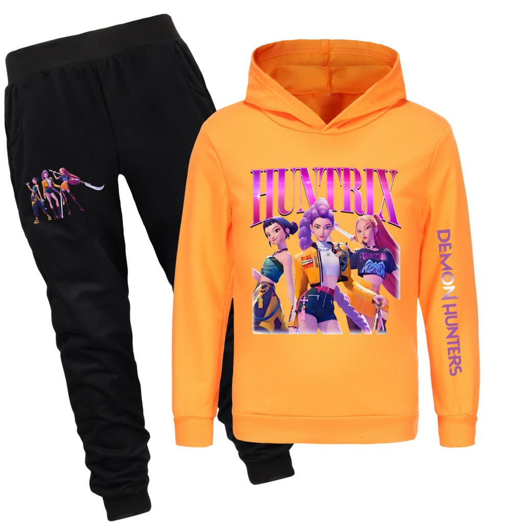 

5003x Kids Girls Rumi Zoey Mira Print Hoodies Pants Trouser Clothes Set 160cm помаранчевий