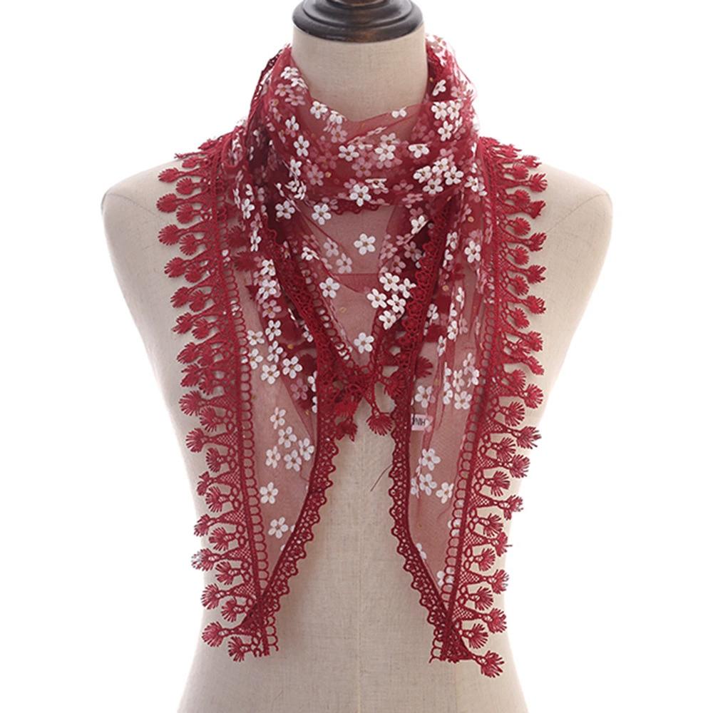 Women Triangle Scarf for Church Prayer Shawl Embroidered Lace Veil Floral Headcovering Tassel Veils Mantillas for the Church's