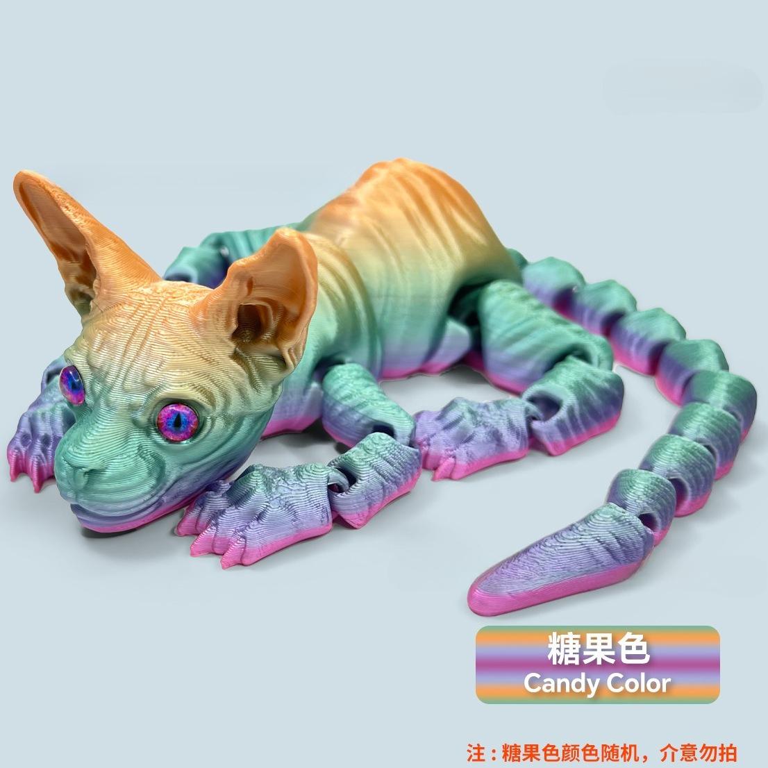 

3D Printed Sphynx Cat Simulated Animals Hairless Cat Figurine Adorable Articulated Fidget Toy Home Decorative ornaments gifts 27.5cm