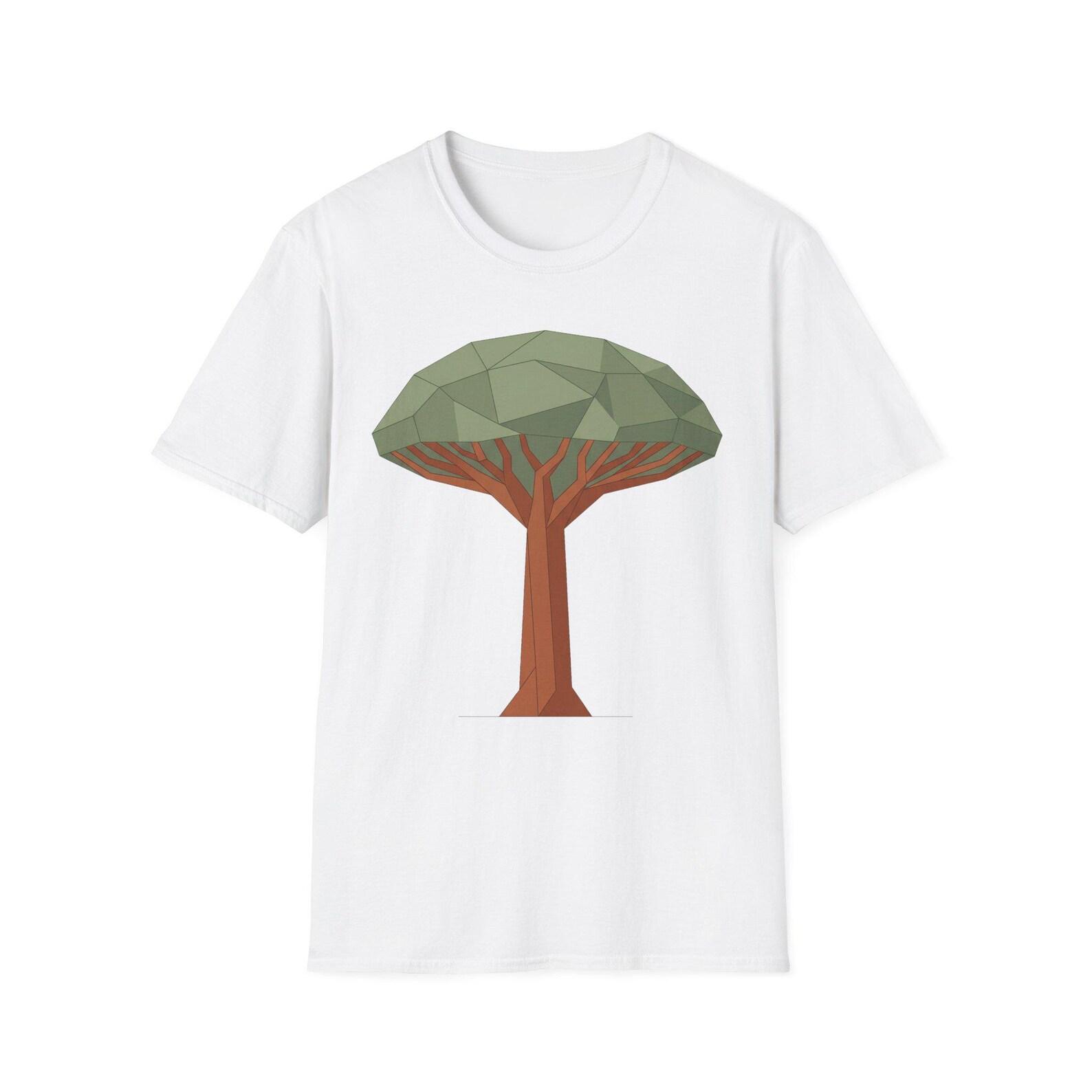 Geometric Acacia Tree T-Shirt | African Savanna Nature Graphic Tee | Wildlife Gift Unisex L
