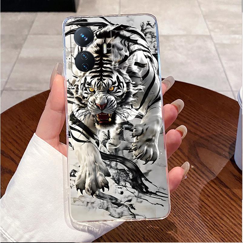 Bumper Soft Silicone TPU Clear Casing For Vivo Y55 2022 4G/T1 4G/iQOO Z6 44W Beautiful Palace Painted Shockproof Cover