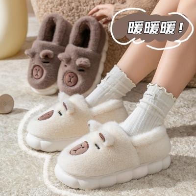 Winter Children's Cotton Slippers Boys and Girls Bag Heel Warm Plush Parent-child Large and Medium Cotton Shoes Warm Plush