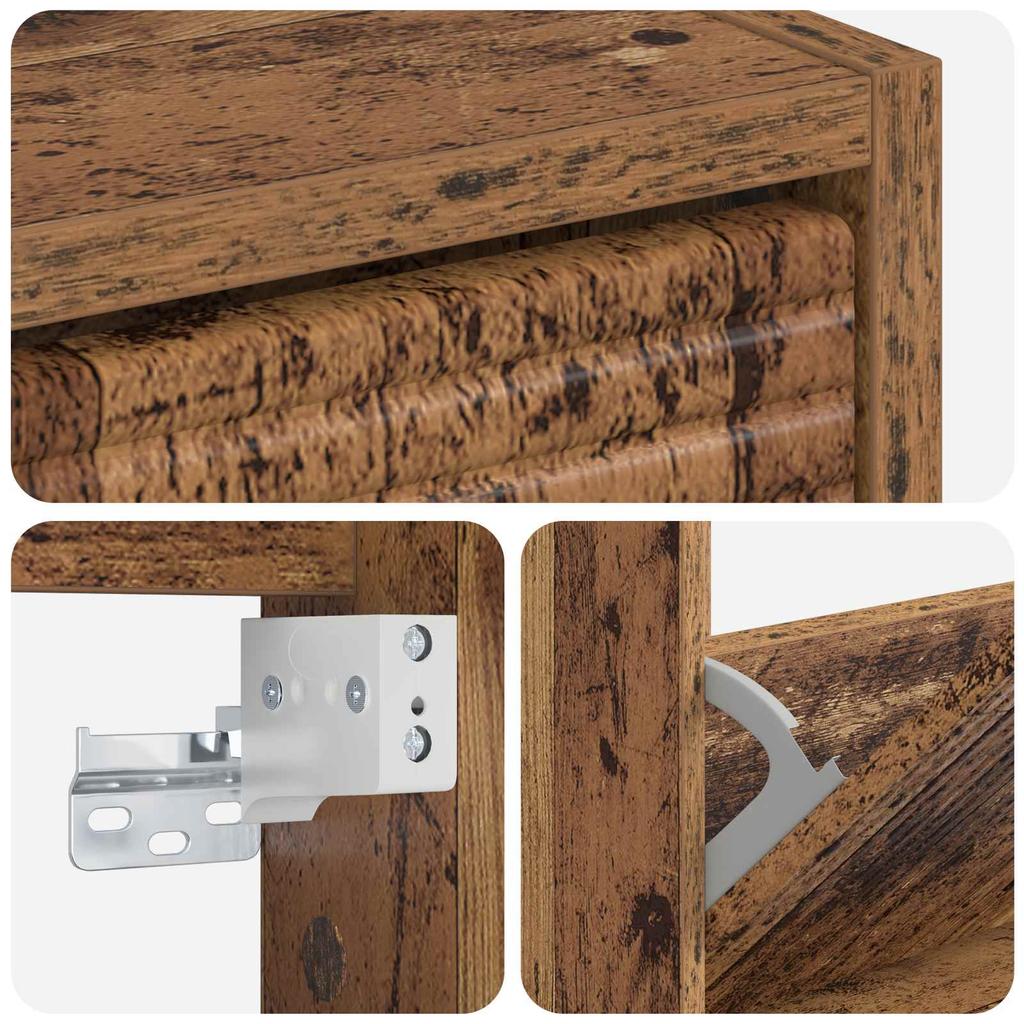 Wall Mounted Shoe Cabinet HAARLEM 71 X 17 X 86 Cm Reclaimed Wood