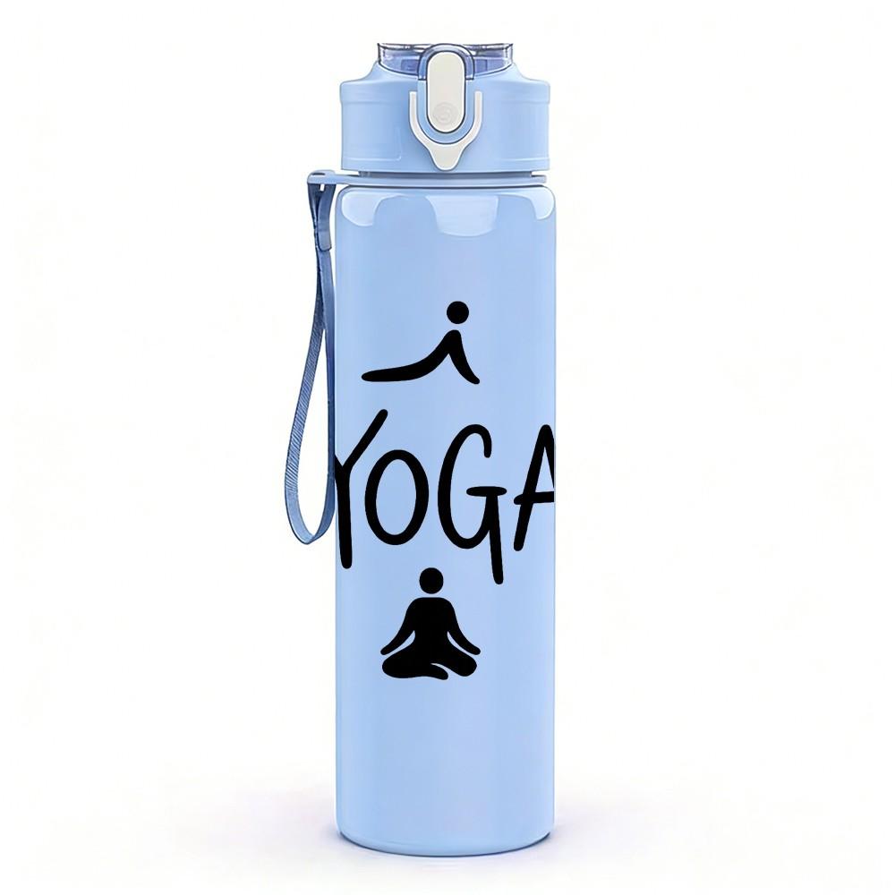 1PC Yoga Figure Silhouette Set 750ml Color Plastic Sports Water Bottle Leakproof Flip Straw Lid Suitable for Sports Office Home Use