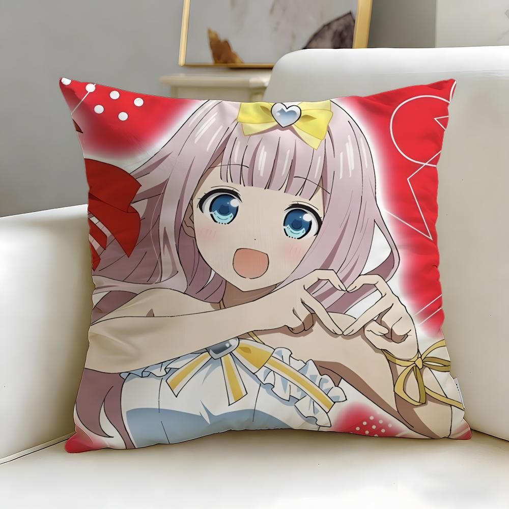 anime Kaguya-sama Love Is War Cushion Cover Soft & Easy-Wash Pillow Case – Versatile for Couch, Bed, Travel and Office