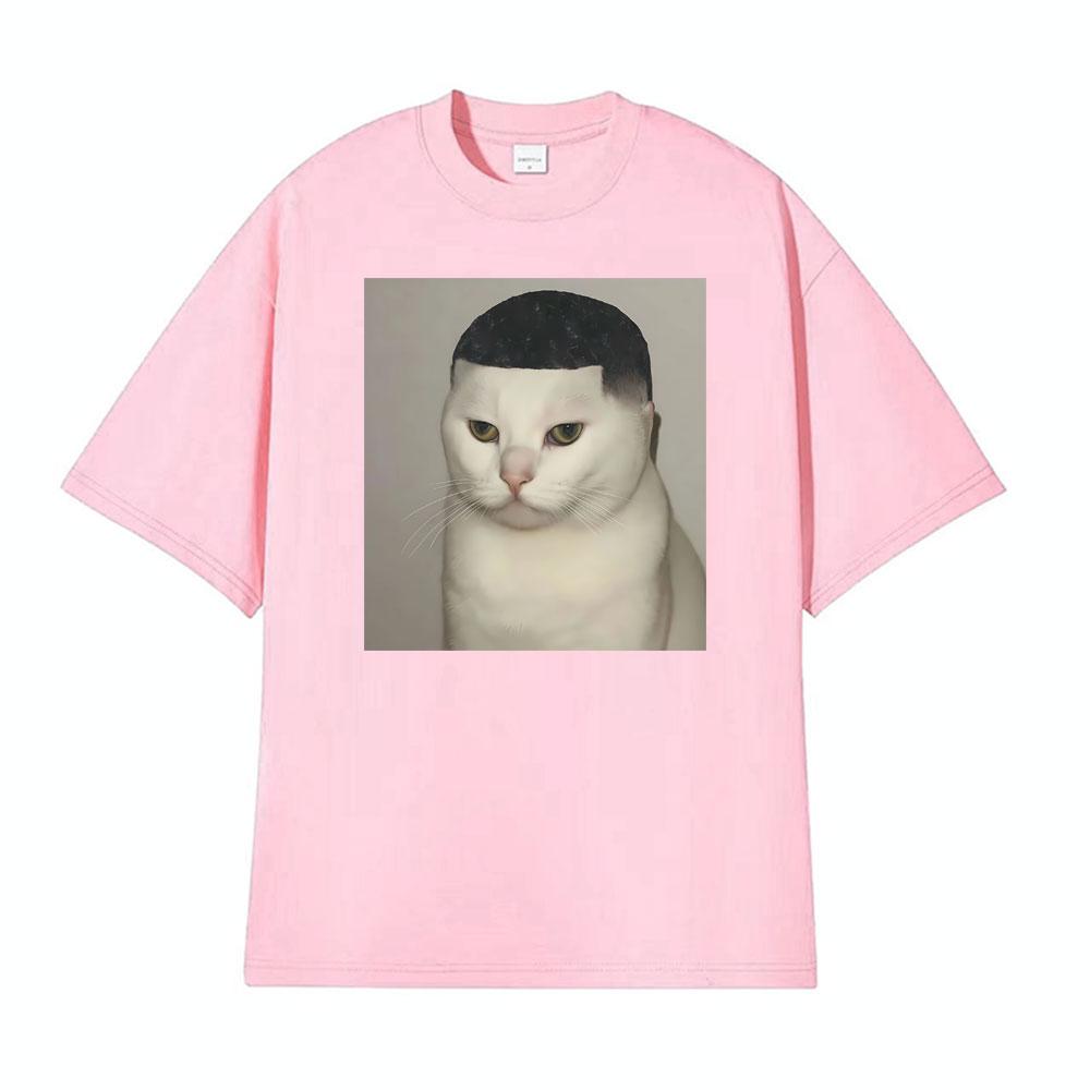 Funny Haircut Unhinged Cat Meme Printed T Shirt Unisex Women Casual Cotton High Quality Tshirts Fashion Cool Classic Humor Tshirt