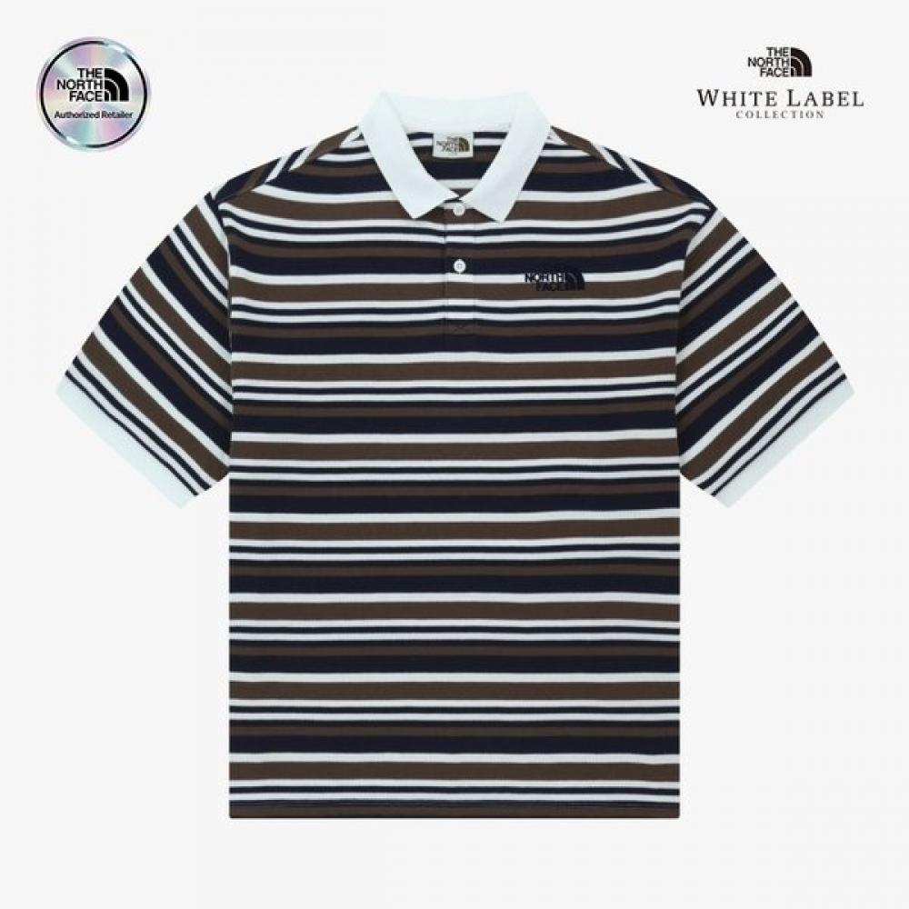 The North Face Men White Label Stripe Short Sleeve Polo Nav Nt7pr03j 85