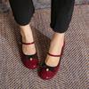 High-heeled Mary Jane Shoes Niche Design Women's Shoes Diamond-shaped Bow High-heeled Shoes Round-toed Thick-heeled Shoes