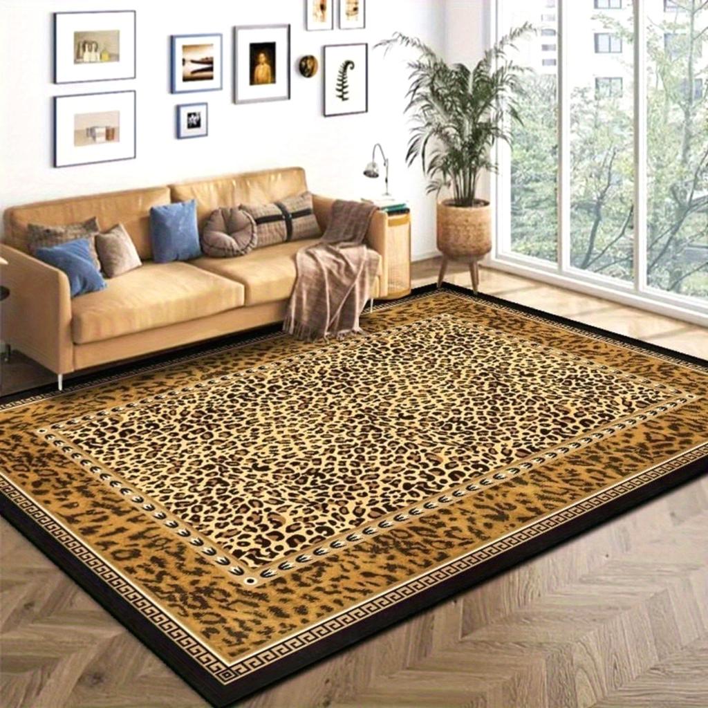 Classic Leopard Print Living Room Area Mat, Office Large Mat, Machine Washable Floor Mat, for Bedrooms, Outdoors, Room Supplies