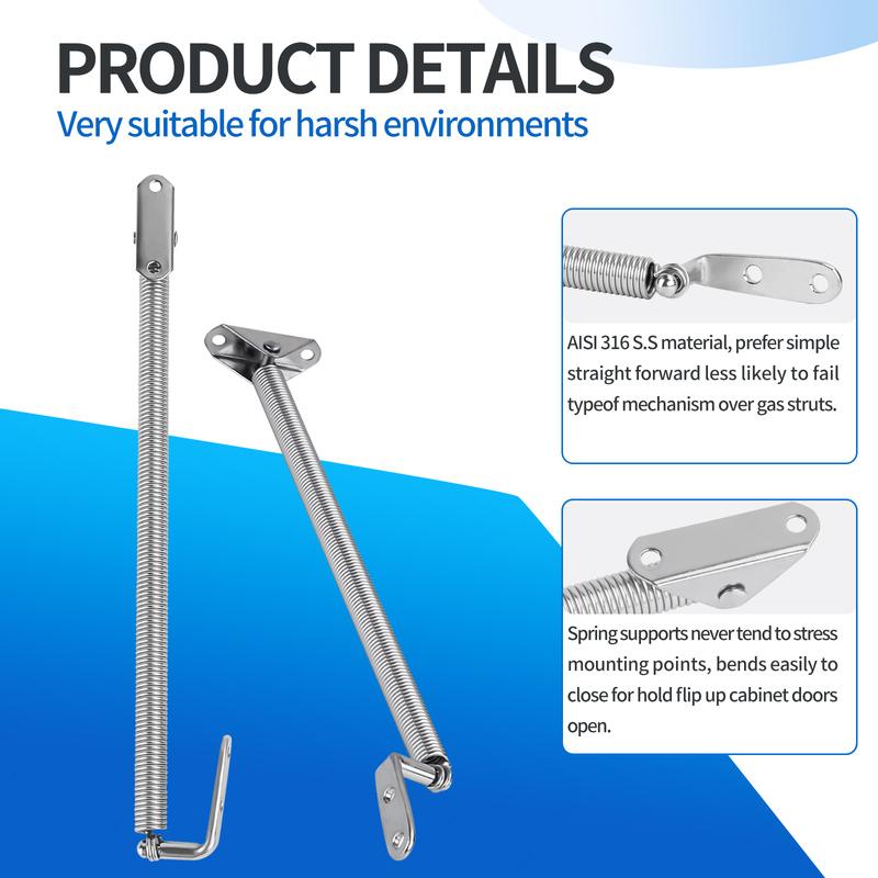 Marine Hardware Boat Spring Hatch Support 2PCS Stainless Steel Top Mounting Bar 8-5/8" Handware for Boats