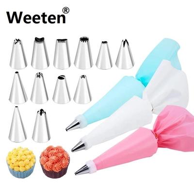 8 sacchetti in silicone per glassa, crema pasticcera + 6 beccucci per torte in acciaio inossidabile, punte per decorare torte fai da te, strumenti per pasticceria.