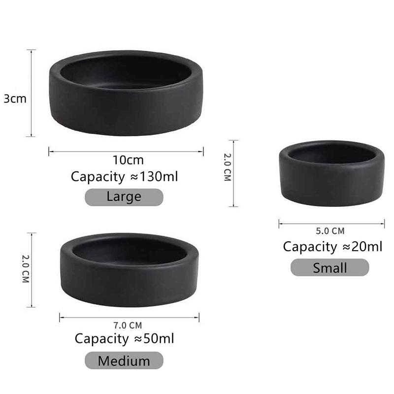 New Reptile Food Bowl Anti-Escape Ceramic Feeder Dish Black White Reptile Water Bowl For Hermit Crab Gecko Chameleon Corn Snake