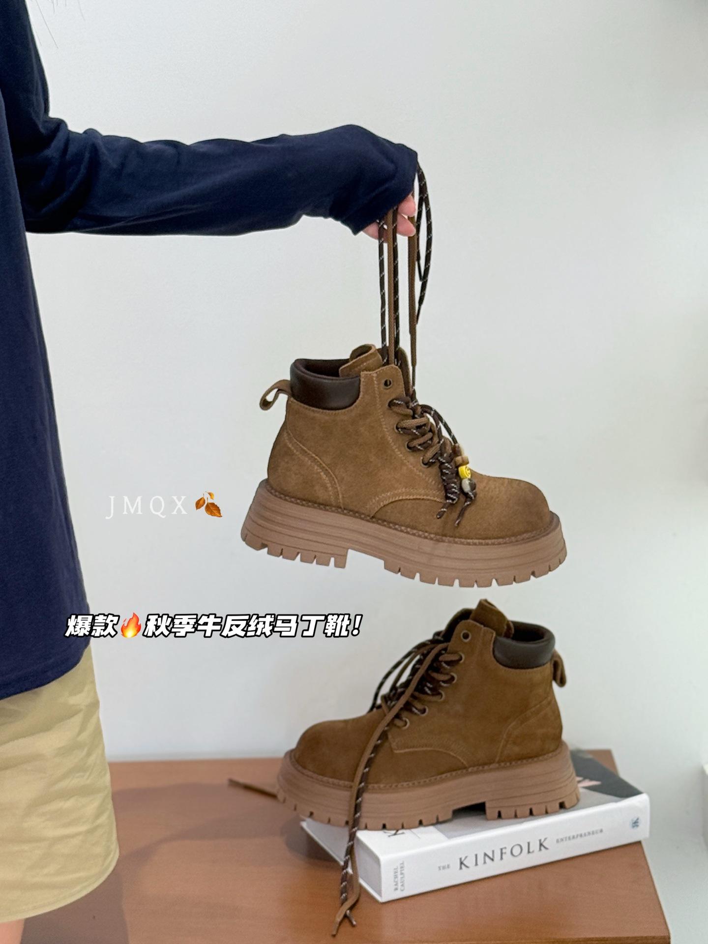 

Leather Martin boots for women s 2025 early autumn new thick-soled versatile British style western denim casual versatile 35