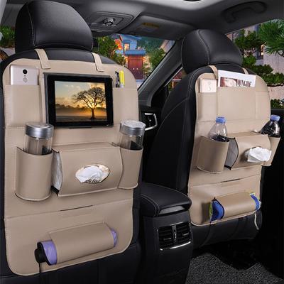 Car Organizer PU Leather Seat Back Car Storage Bag With Tissue Boxes Auto Hanging Bag Stowing Tidying Automotive
