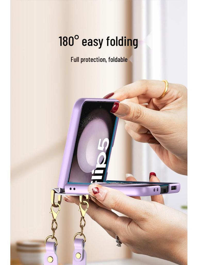 Creative Wrist Strap Foldable Case with Integrated Shell & Film for Samsung Z Flip5