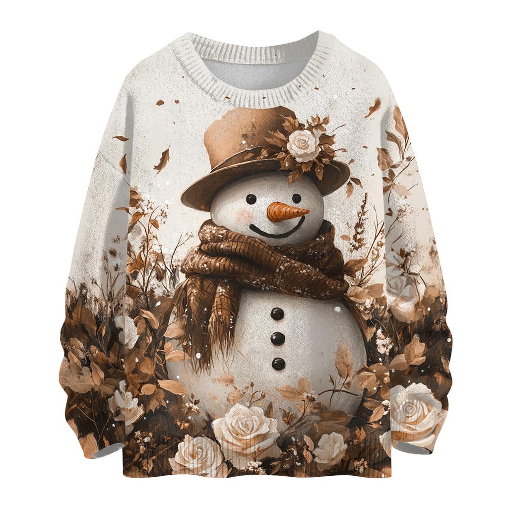Women's Casual Long Sleeve Woolen Christmas Sweatshirt Fall  Vacation Long Sleeve Pullover