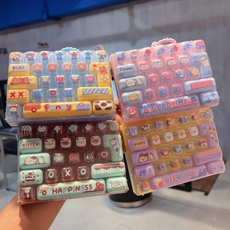 Cute Cartoon Animal Mini Keyboard Fidget Toy With Soft Press Buttons Lanyard For Bag Charms Stress Relief Kids Gifts