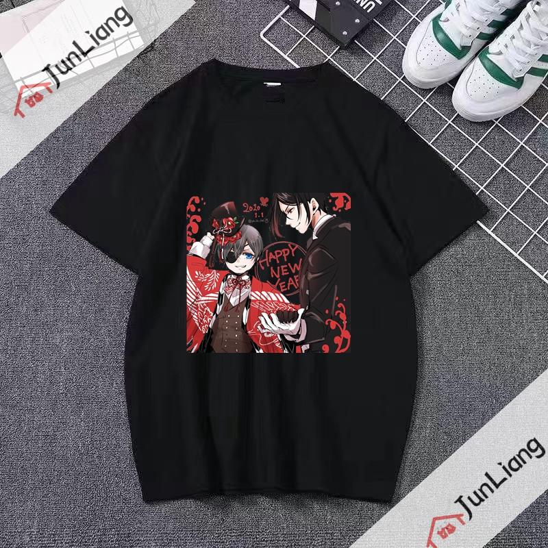 Japanese anime Black Butler cartoon comic mens Tshirt shortsleeved roundneck for streetwear menwomen clothing