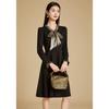 Kebeier 2025 New Autumn Long-Sleeve Black Bow Collar A-Line Dress