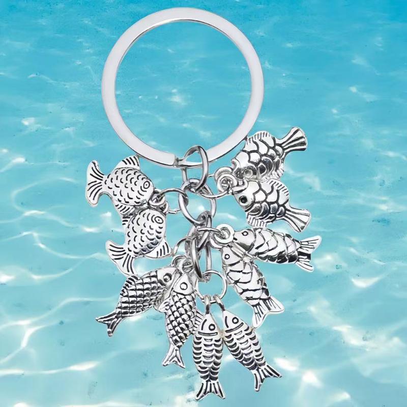 Fish Keychain Zinc Alloy Keyring Fishing Enthusiast Gift For Dad Boyfriend Backpack Car Pendant