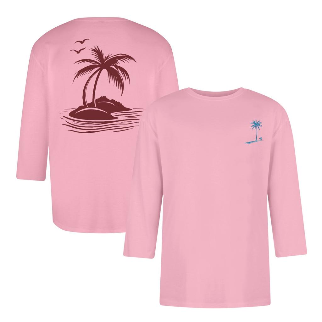 Men's casual and fashionable printed collar three-quarter sleeve top T-shirt