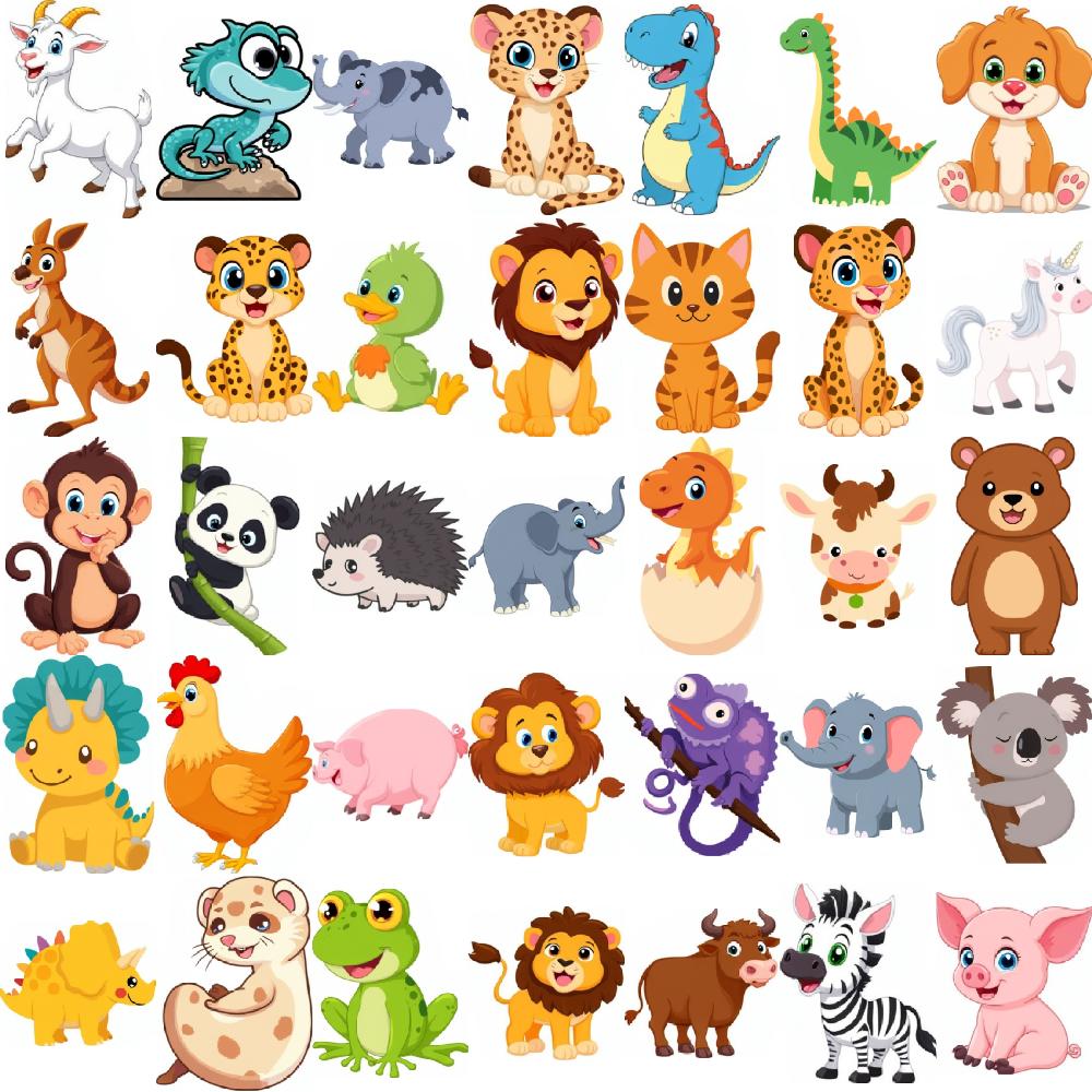 54pcs Temporary Tattoo Cartoon Giraffe Sticker Dinosaur Sticker Lion Sticker For Cheeks Shoulders Children