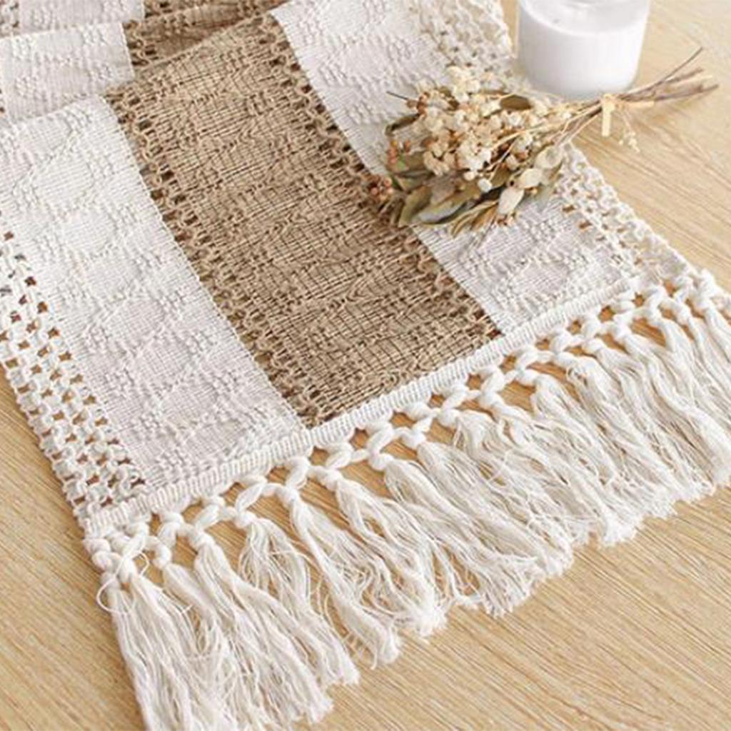 Runner de masă Runneri de masă Bumbac In Cusături cu ciucuri Decor masă Pânză Față de masă elegantă pentru Nuntă