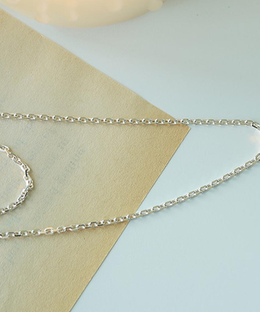 Alleun Silver 925 Square Bold Square Chain Necklace