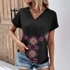 Women's Fashion T-shirts, V-neck Tops, Floral Print T-shirt, Women's Short Sleeve Top, Casual T-shirts, Summer Oversized Clothes